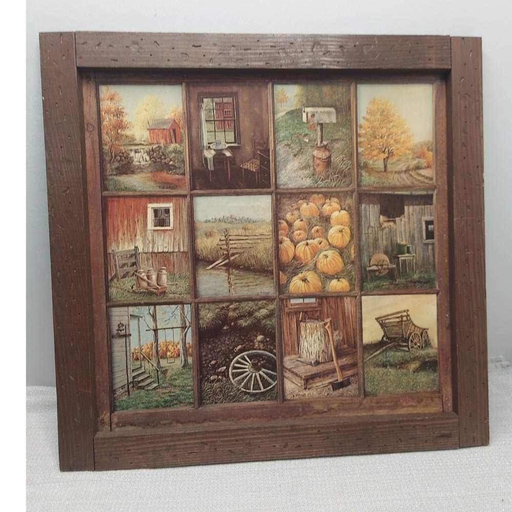 Vtg Homco B Mitchell Window 12 Pane Picture Farm Home Interiors 25 inches